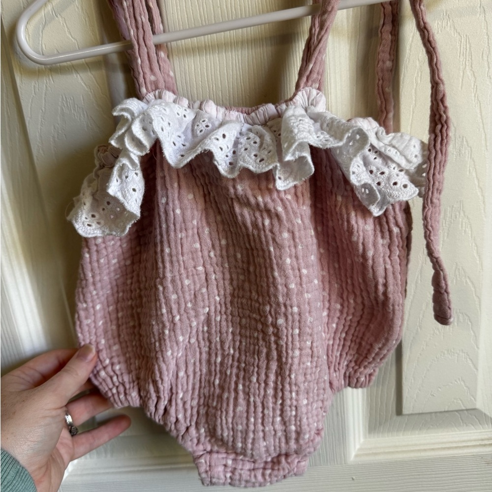 Pink and White Ruffled Kids Bodysuit